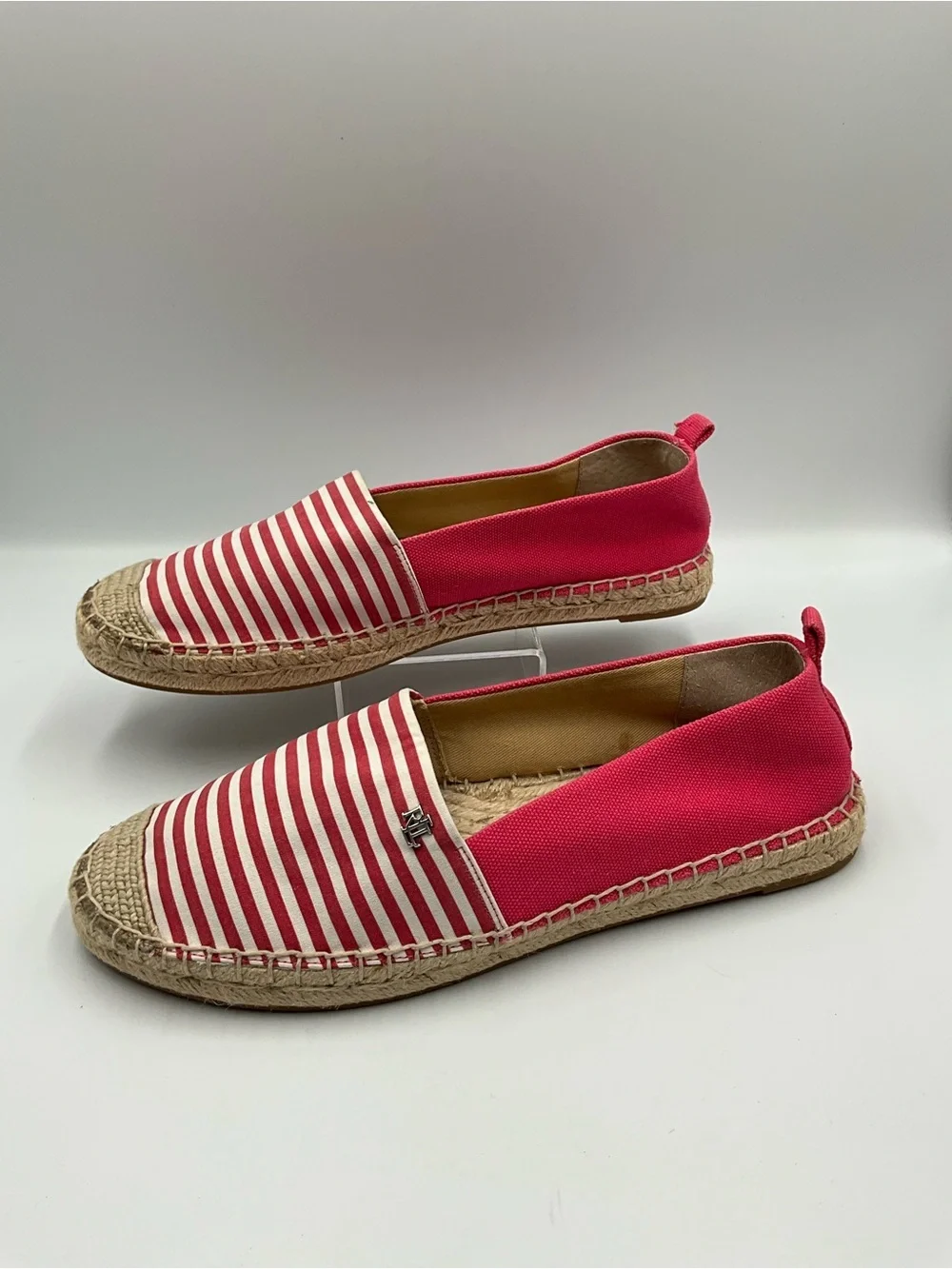 Ralph Lauren Slip-On Size 8.5 Pink and White Striped Espadrille Slip-On
